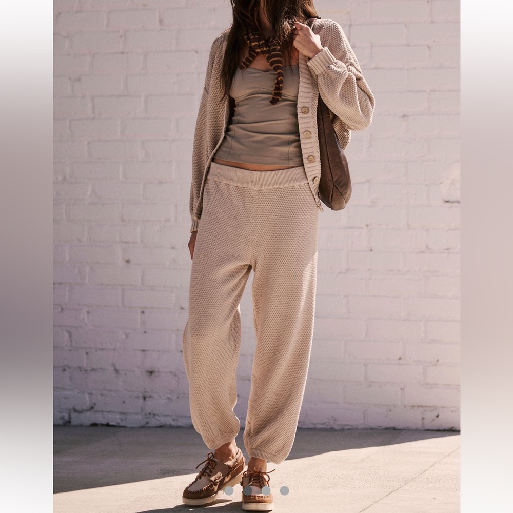 Free People Beach Hailee Cardigan sweater set size Large Peyote color - Picture 2 of 9